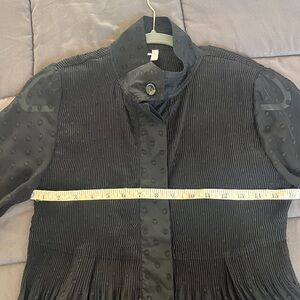 Lindi Black Sheer Polka Dot Button-Up Blouse